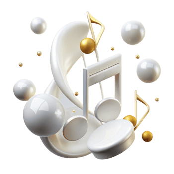 beautiful minimalist White Music Notes Transparent for Light Mode Designs detailed png