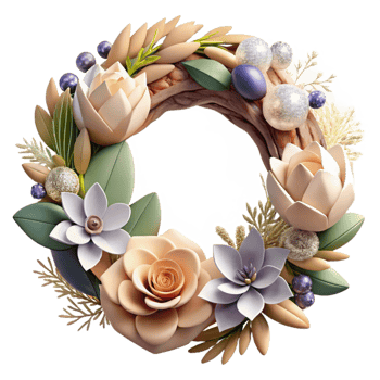 beautiful rustic Wildflower Wreath Cutout for Rustic Wedding Decor premium png
