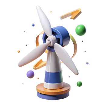 serene minimalist Wind Turbine Components Labeled Diagram Isolated for Training Purposes exclusive png
