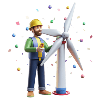 extraordinary contemporary Wind Turbine Repair Technician Working Isolated for Occupational Health and Safety premium png