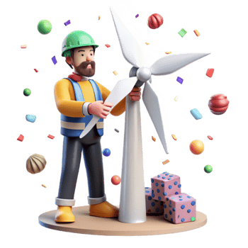 vibrant contemporary Wind Turbine Repair Technician Working Isolated for Occupational Health and Safety detailed png