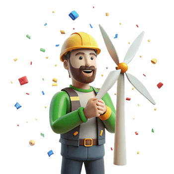 elegant minimalist Wind Turbine Technician Cutout for Occupational Safety Graphics png