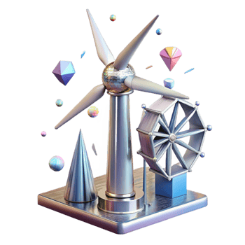beautiful artistic Wind Turbine Tower Steel Structure Transparent for Architectural Visualization png