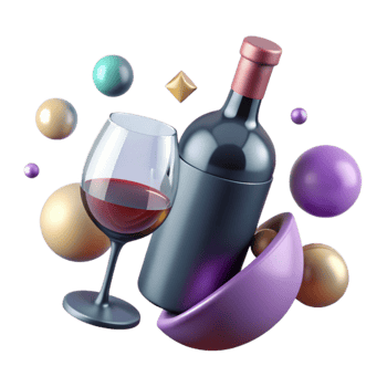 elegant vintage Wine Bottle and Glass Isolated for Wine Tasting genuine png