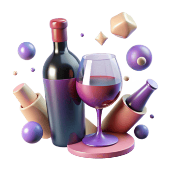 beautiful modern Wine Bottle and Glass Isolated for Wine Tasting premium png