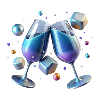 vibrant creative Wine Glasses Clinking Isolated for Celebration Toast premium png