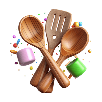 magnificent rustic Wooden Salad Servers Set Cutout for Culinary Projects authentic png