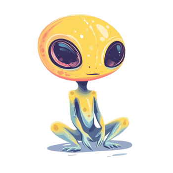 Cartoon yellow alien illustration for children design isolated on transparent background png