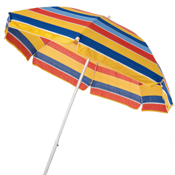 Striped Beach Umbrella on a Sunny Day Perfect for Relaxation and Shade png