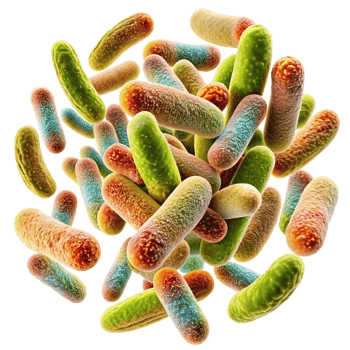 Microscopic View of a Cluster of Colorful Bacteria Cells png