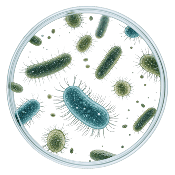 Microscopic View of Bacteria in a Petri Dish Culture Medium Sample png