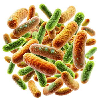 Microscopic View of a Cluster of RodShaped Bacteria Diverse in Color and Texture png