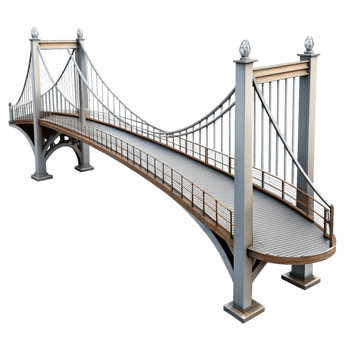 Elegant Modern Suspension Bridge Design 3D Model Rendering png