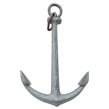 A Weathered Metal Anchor with Ring and Shank on Black Background png