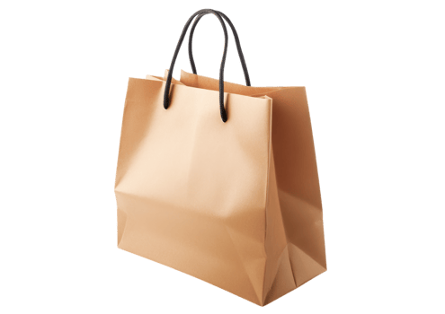 Brown paper shopping bag isolated on transparent background png