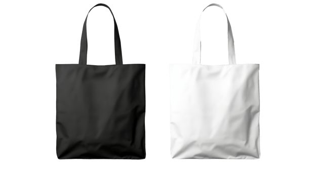 White Black Tote Bags Mockup on Transparent Background png