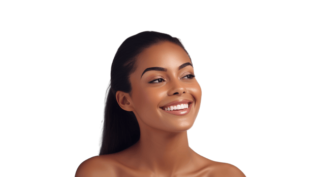 Happy Woman with Flawless Complexion Isolated at Transparent png