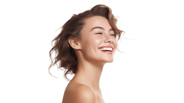Happy Woman with Flawless Complexion Isolated on Transparent png