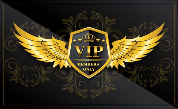 vip invitation with golden shield and wings floral ornament background vector
