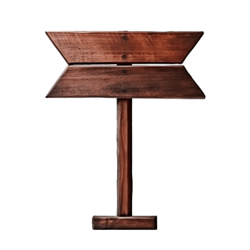 Rustic Wooden Directional Arrow Sign on Transparent Background png