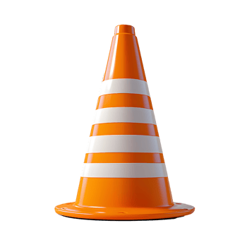 orange traffic cone with white stripes on transparent background png