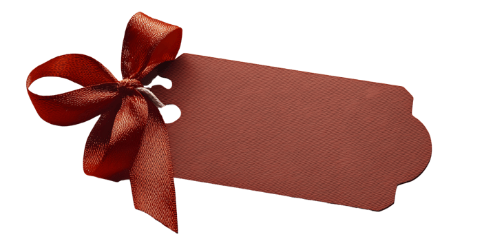 gift tag with red ribbon isolated on transparent background png