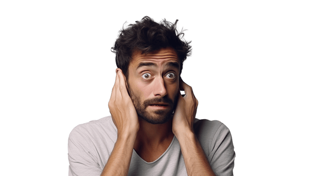 Confused Man on Transparent Background. Uncertain, Pressure png