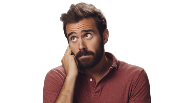 Anxious Man on Transparent Background. Concerned, Nervous png