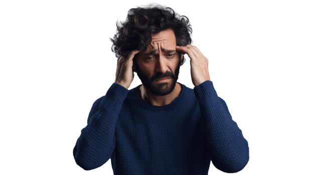 Anxious Man on Transparent Background. Concerned, Troubled png