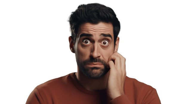 Anxious Man on Transparent Background. Concerned, Nervous, Troubled png
