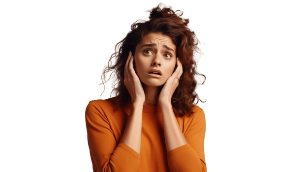 Worried Woman on Transparent Background. Worry, Confused, Stressed png