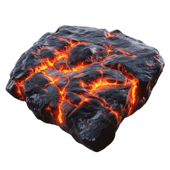 Lava rock molten stone volcanic geology fire element isolated on transparent background png
