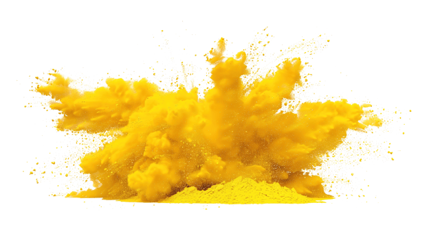 Vibrant Yellow Powder Burst Isolated on Transparent Background - Holi Festival Splash png