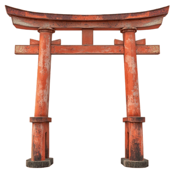 Japanese torii gate red structure culture architecture isolated on transparent background png