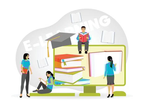 Group of Various Students Learning. Education Technology Concept. vector