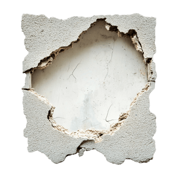 Damaged plaster wall texture background for construction isolated on transparent background png
