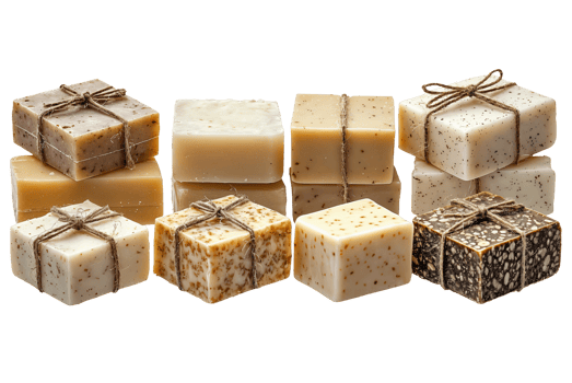 handmade soap bars on transparent background png