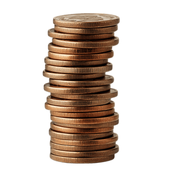 Pile of money coins currency finance savings investment isolated on transparent background png