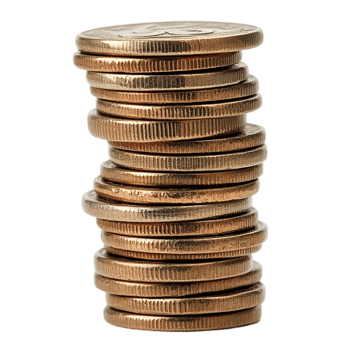 Stack of golden coins finance currency and investment isolated on transparent background png
