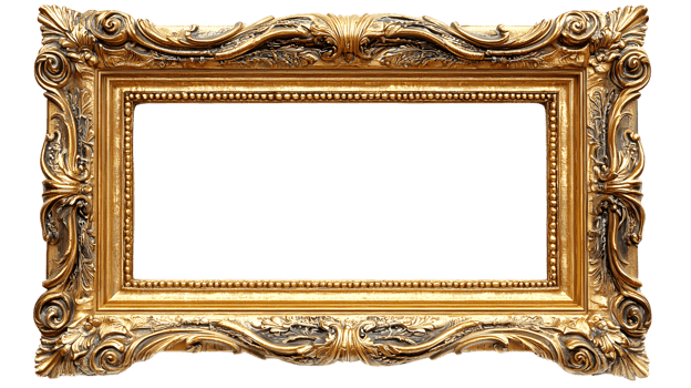 ornate gold frame on transparent background, illustration. png