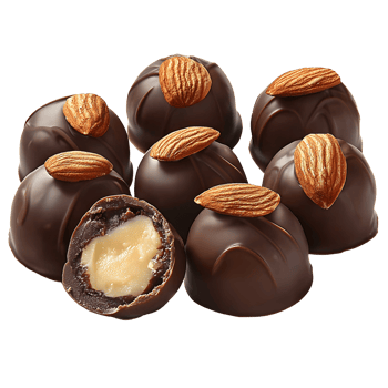 chocolate almond truffles on transparent background png