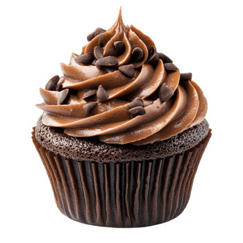 Chocolate Cupcake with Smooth Frosting Isolated on Transparent Background png