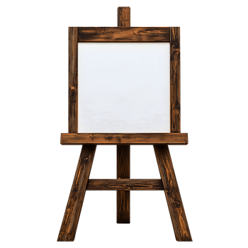 wooden easel with blank canvas isolated on white background png