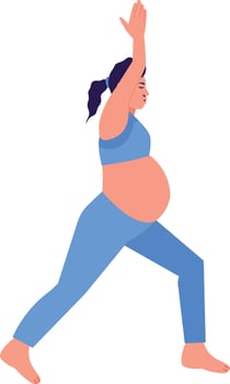 Pregnant Yoga Woman Character with Flat Design vector