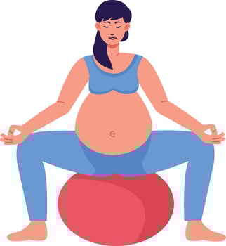 Pregnant Yoga Woman Character. vector