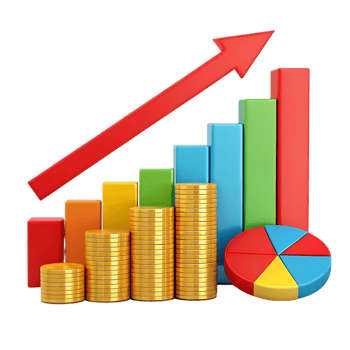 Financial growth, success, and investment concept. png