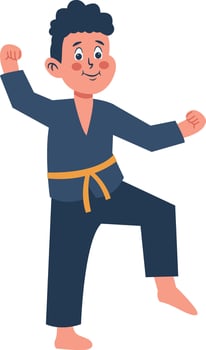 Children Boy Karate Illustration with Cartoon Design. vector