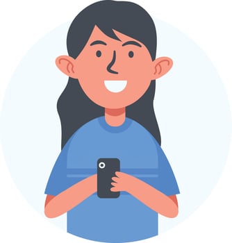Children Smartphone Addiction Isolated on White Background. Flat Design. vector