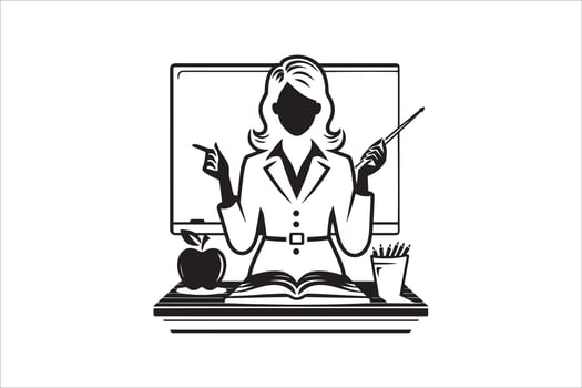 Professional Female Teacher Silhouette Illustration vector