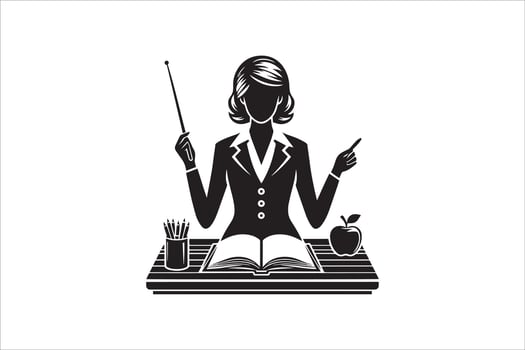 Education Icon Female Teacher Silhouette Design vector
